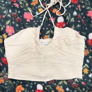 Zara Cream Ruched Crop Top